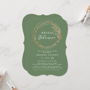 Modern Olive Golden Branch Bridal ShowerInvitation Invitation