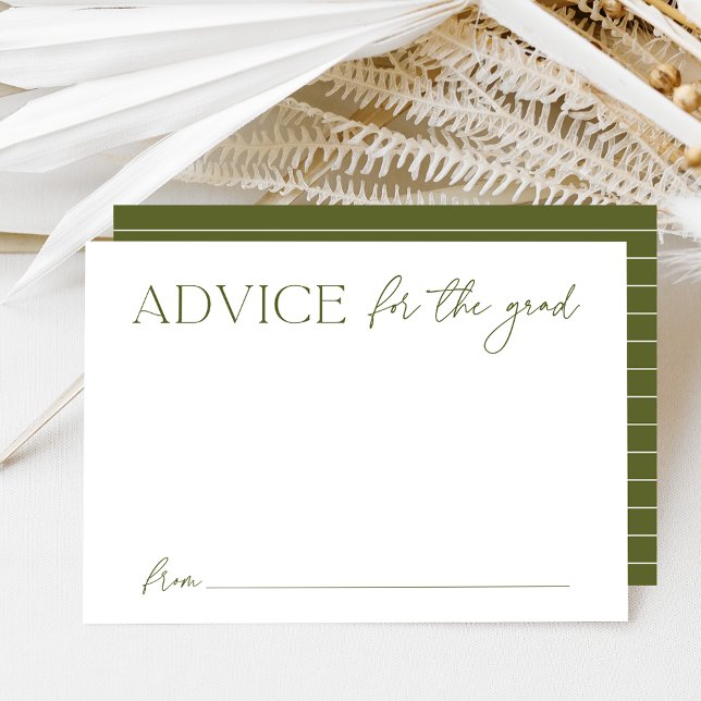 Modern Olive Green Advice for the Graduate Enclosure Card (Creator Uploaded)