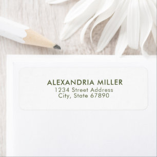 Modern Olive Green and White Typography Address