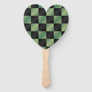 Modern Olive Green Black Gradient Checkered  Hand Fan