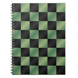 Modern Olive Green Black Gradient Checkered Notebook