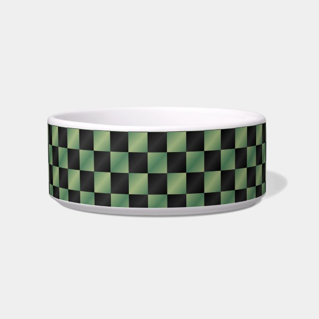Modern Olive Green Black Gradient Chequered  Bowl (Front)
