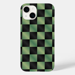 Modern Olive Green Black Gradient Chequered  Case-Mate iPhone 14 Case