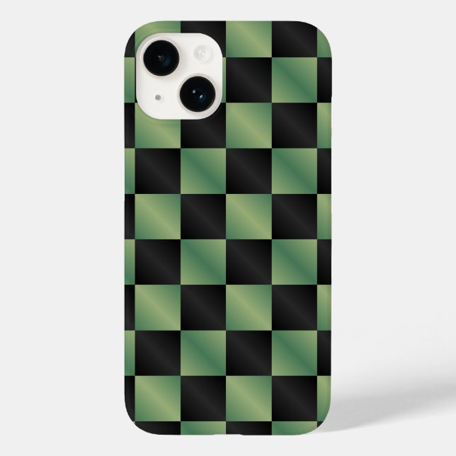 Modern Olive Green Black Gradient Chequered  Case-Mate iPhone Case (Back)