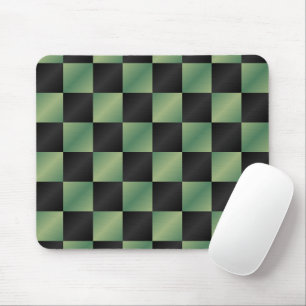 Modern Olive Green Black Gradient Chequered  Mouse Mat