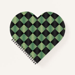 Modern Olive Green Black Gradient Chequered  Notebook
