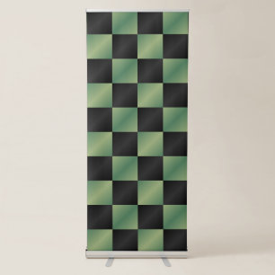 Modern Olive Green Black Gradient Chequered Retractable Banner