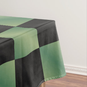 Modern Olive Green Black Gradient Chequered Tablecloth