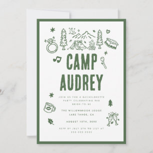 Modern Olive Green Camp Bride Bachelorette Party Invitation