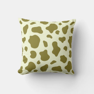 Modern Olive Green Cow Print Cushion