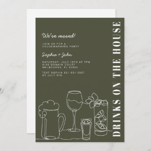 Modern Olive Green Housewarming Party Invitation