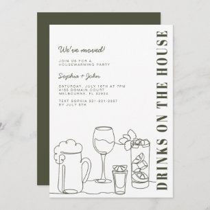 Modern Olive Green Housewarming Party Invitation