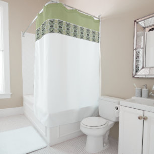 Modern Olive Green Patterned Shower Curtain