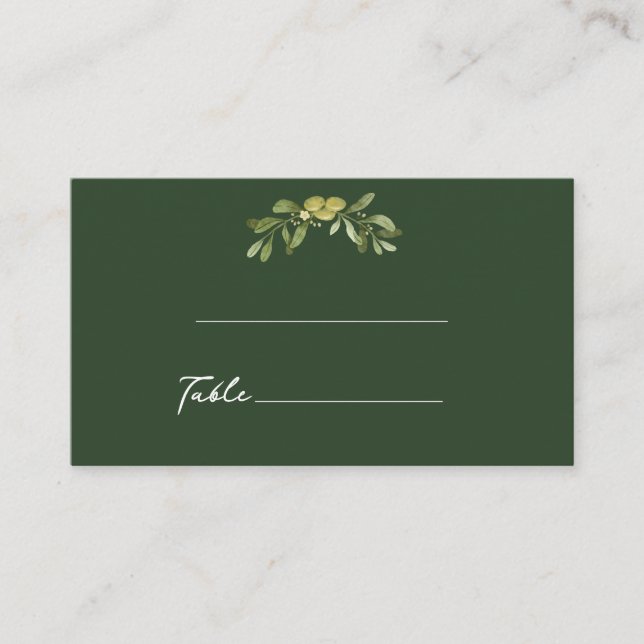 Modern Olive Green Place Card (Front)