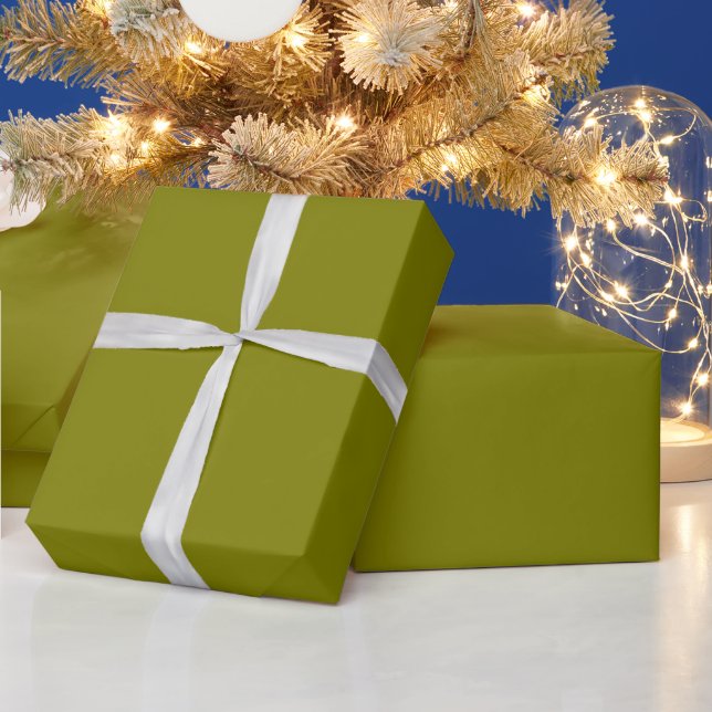 Modern Olive Green Plain Solid Colour Wrapping Paper (Holidays)