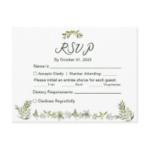 Modern Olive Green RSVP Invitation Postcard