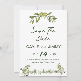 Modern Olive Green Save The Date Invitation