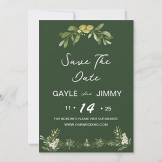 Modern Olive Green Save The Date Invitation