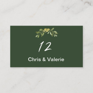 Modern Olive Green Table Number Place Card
