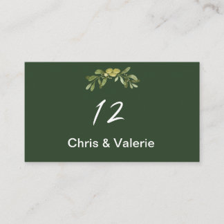Modern Olive Green Table Number Place Card