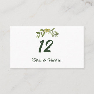 Modern Olive Green Table Number Place Card