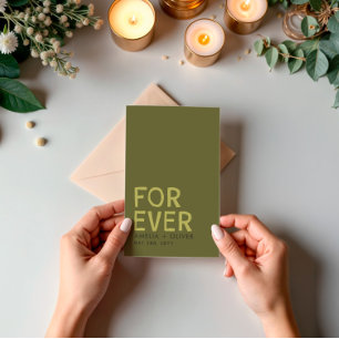 Modern Olive Green Typography Bold Striped Back Invitation