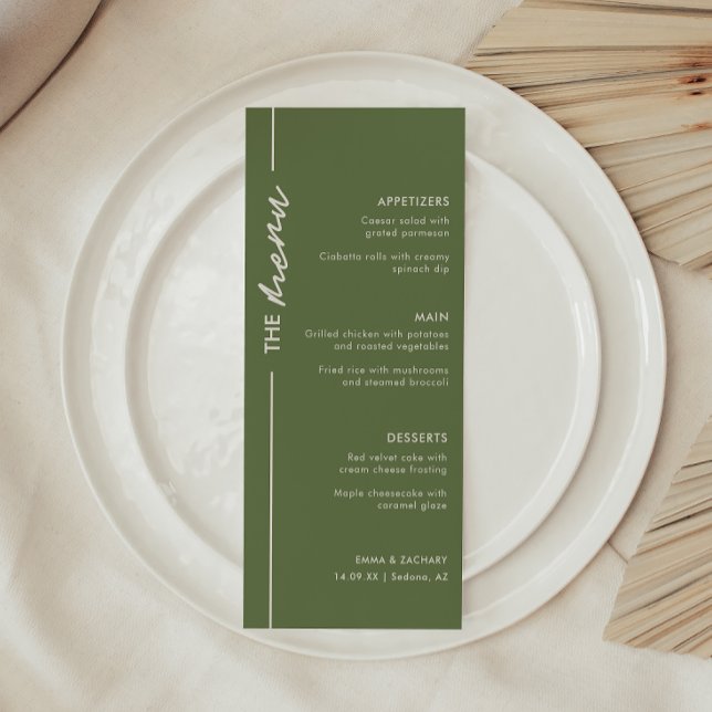 Modern Olive Green Wedding Menu (Creator Uploaded)