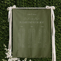 Modern Olive Green Wedding Seating Chart Fabric