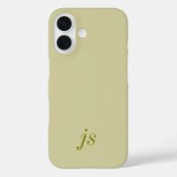 Modern Olive Green White Monogram Name