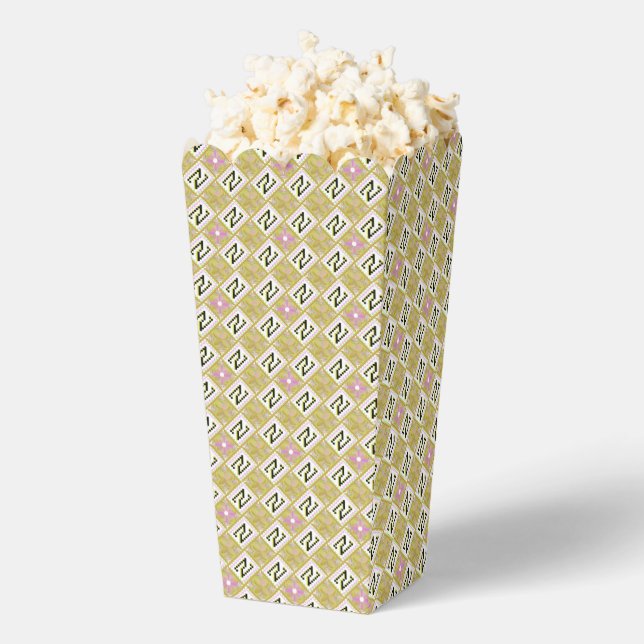 Modern Olive & Magenta Geometric Tribal Pattern Favour Box (Popped)