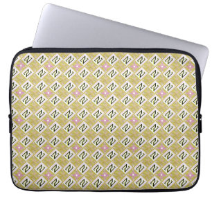 Modern Olive & Magenta Geometric Tribal Pattern Laptop Sleeve