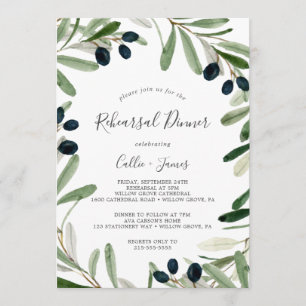 Modern Olive Rehearsal Dinner Invitation
