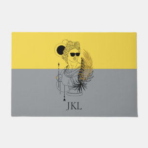 Modern Olympic God Apollo Colorblock Monogram Doormat