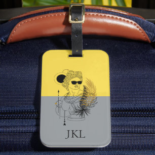Modern Olympic God Apollo Colorblock Monogram Luggage Tag