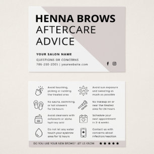 Modern Ombre Henna Eyebrow Tint Aftercare Card