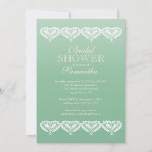 Modern Ombre Lace Hearts Bridal Shower Invitation
