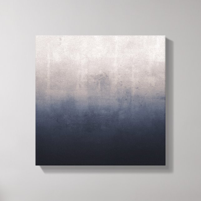 Modern ombre Navy Blue Grey White rustic abstract Canvas Print (Front)