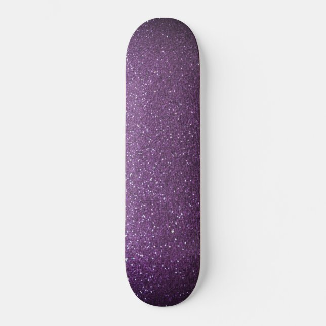 Modern Ombre Purple Black Glitter Simple Urban Skateboard (Front)