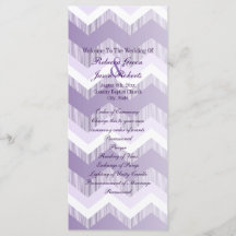 modern ombre purple chevron wedding programs
