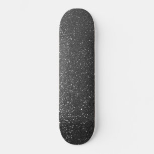Modern Ombre Silver and Black Glitter Simple Urban Skateboard