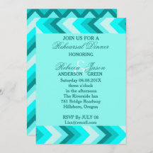 modern ombre turquoise chevron rehearsal dinner
