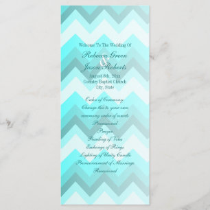 modern ombre turquoise chevron wedding programs programme