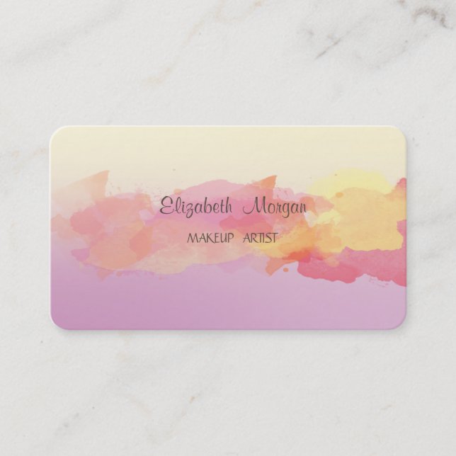 Modern Ombre,Watercolor Brush Stroke Business Card (Front)