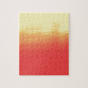 Modern Ombre Watercolor Red and Yellow Jigsaw Puzzle
