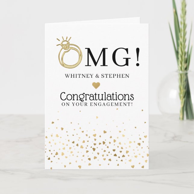 Modern OMG! Congratulations on your Engagement Card (Front)