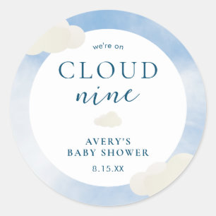Modern On Cloud 9 Baby Shower Favour Classic Round Sticker