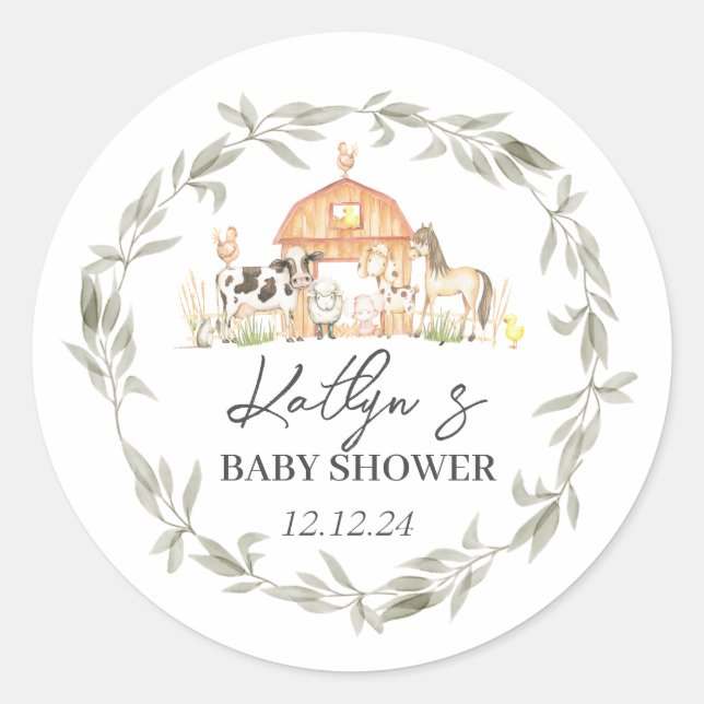 Modern on the Farm Baby Shower stickers (Front)