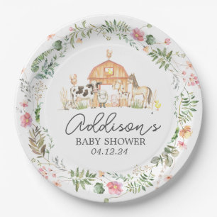 Modern on the Farm paper plate, greenery farm plat Paper Plate