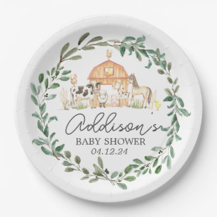 Modern on the Farm paper plate, greenery farm plat Plate