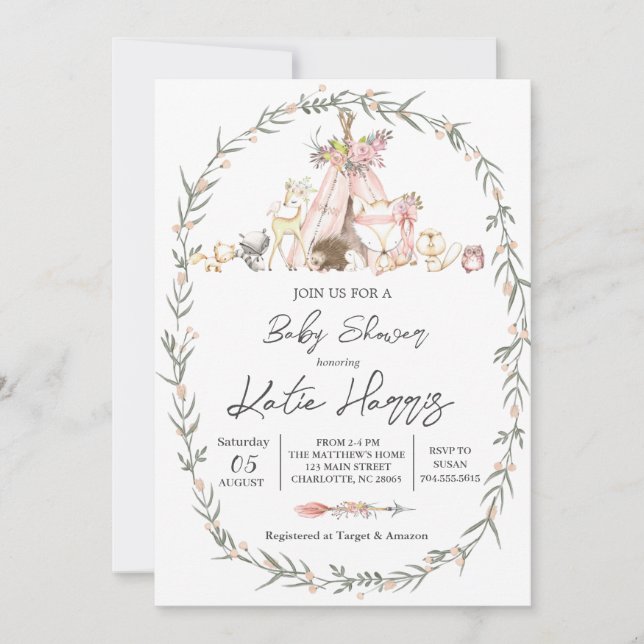 Modern on the Woodland Baby Shower Invitation (Front)